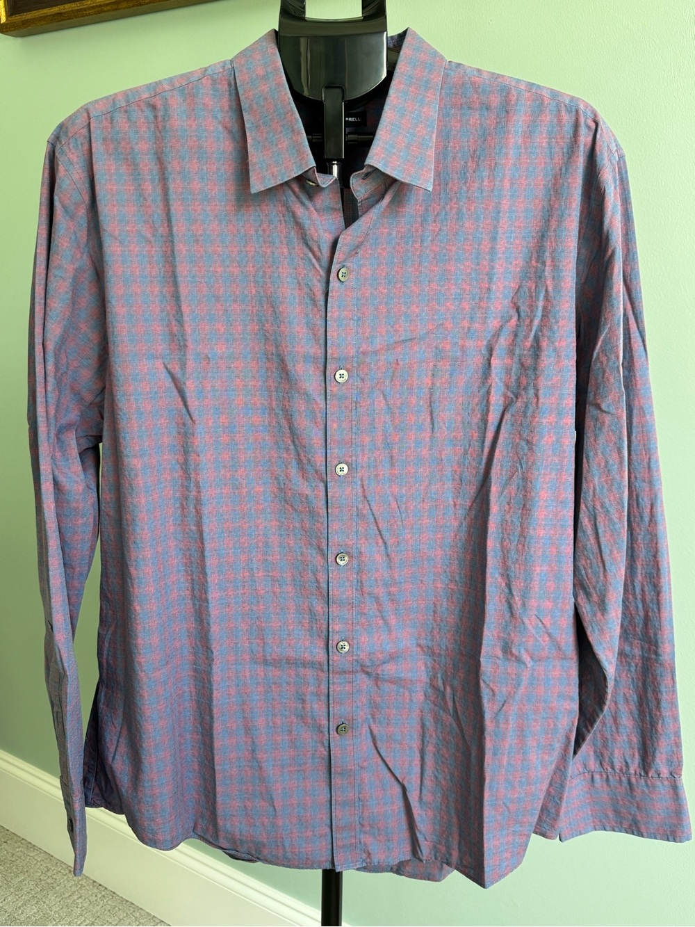 Zachary Prell Cotton Gingham Pattern Long Sleeve Shirt Men's XL